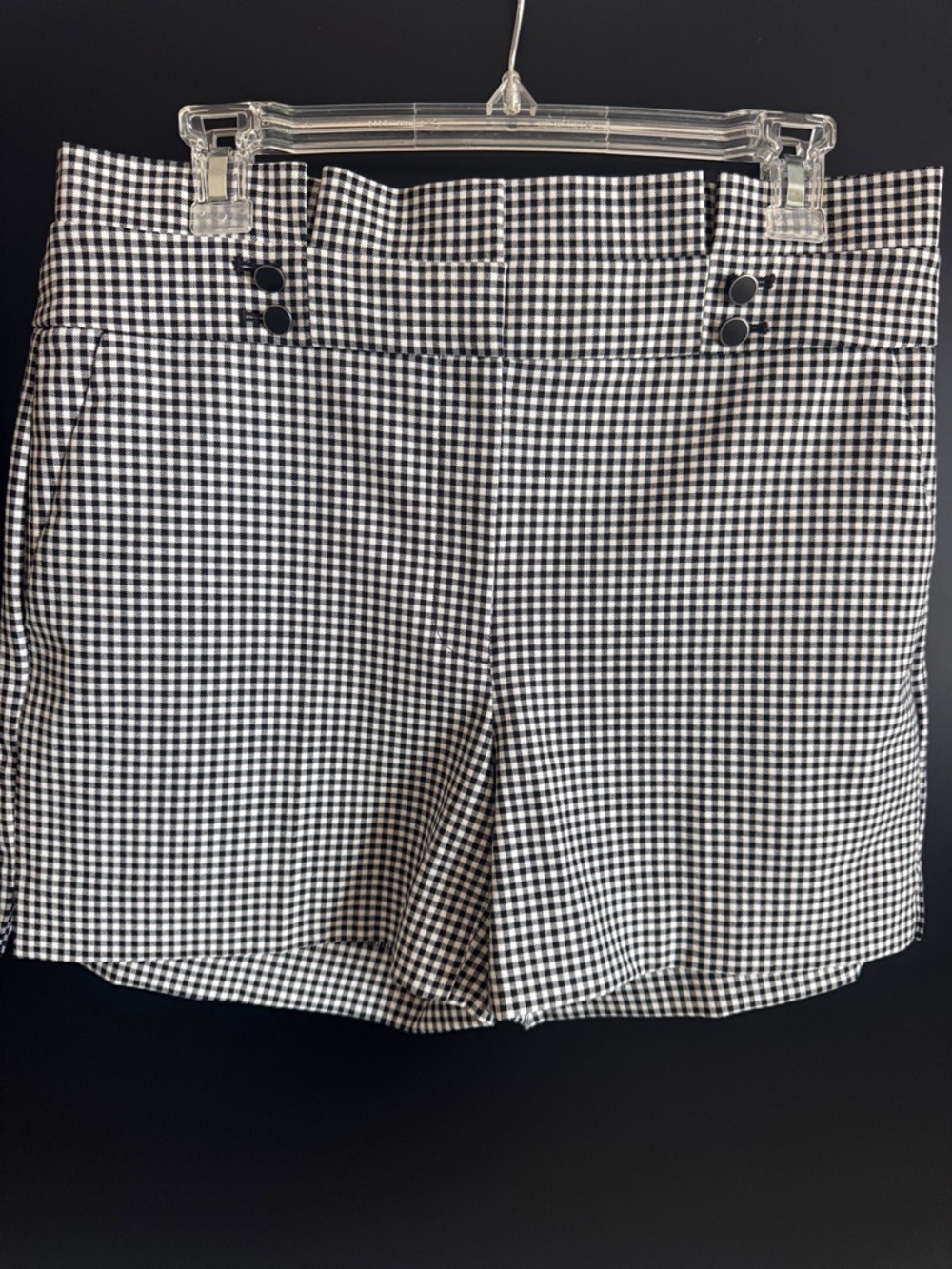 White House Black Market Black & White Gingham High-Waist Shorts